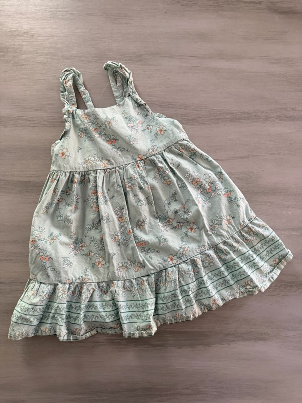 Girls' 3T OshKosh Floral Ruffle Sundress - Light Green with liner